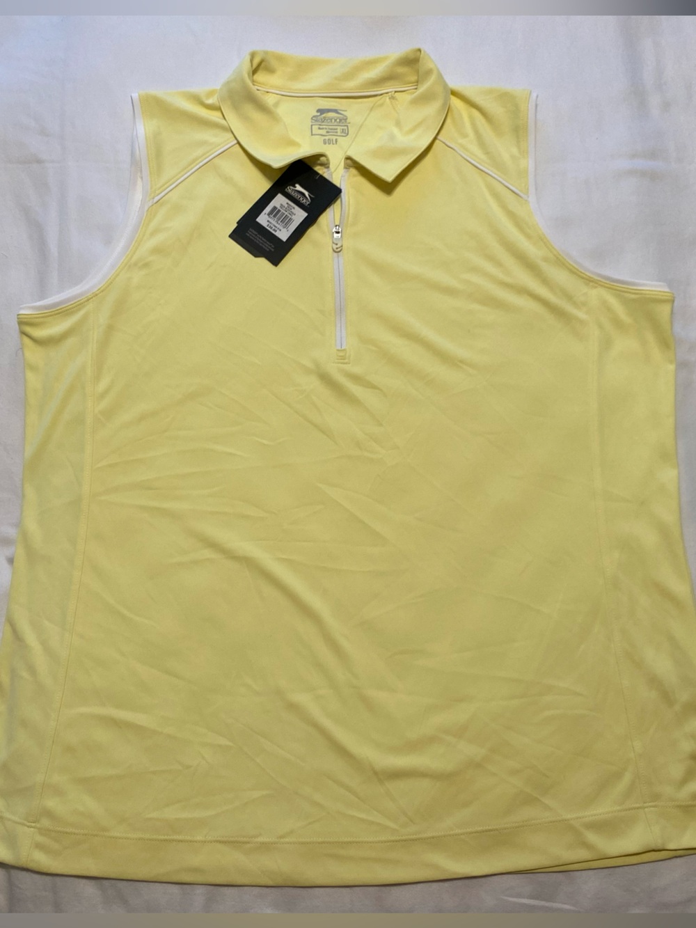 NEW Slazenger Golf Women’s XL Tech Sleeveless Polo With Zip Yellow Chill